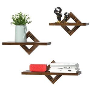 Wall Shelves Set of 3, Wall Mounted Shelves - Carbonized Black
